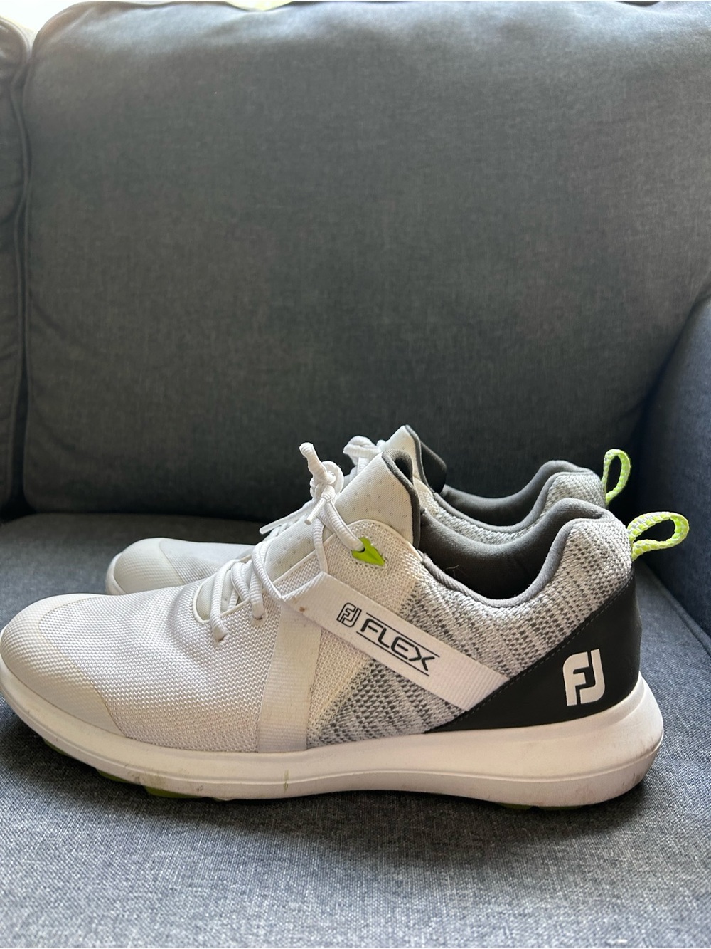 FootJoy FJ Flex Men’s White Sneaker with Neon Green Accents